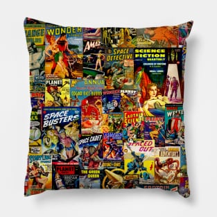 Vintage Sci-Fi Comic Collage Pillow