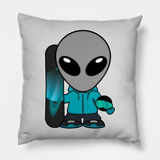 Snowboard Gray Alien Extraterrestrial Pillow