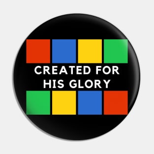 Created for His glory red, blue, green, yellow square design Pin