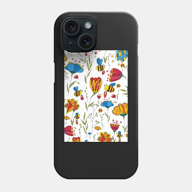 bees and flowers card Phone Case by lisenok