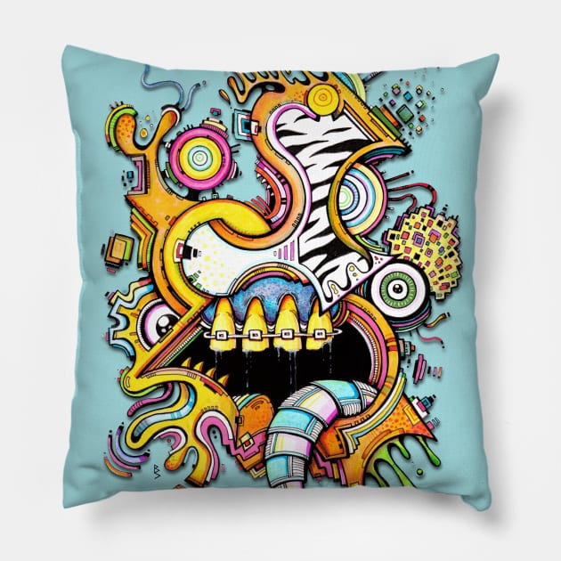 SPAZZIN' Pillow by BEN AVLiS