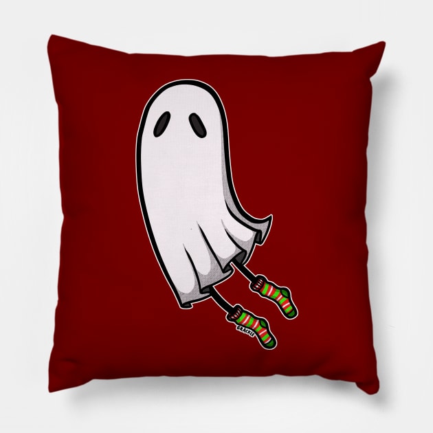 Christmas Socks Ghost Pillow by Jan Grackle