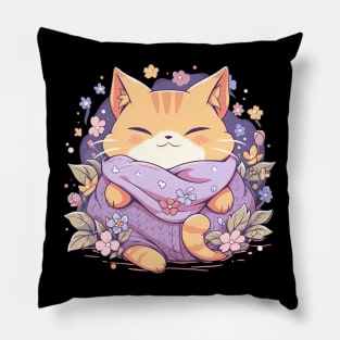 Cottagecore Kawaii Anime Cat Gifts Girls Womens Funny Cat Pillow