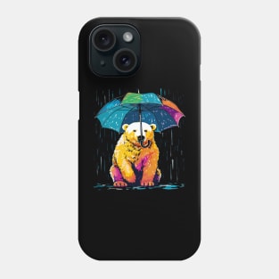 Polar Bear Rainy Day With Umbrella Phone Case