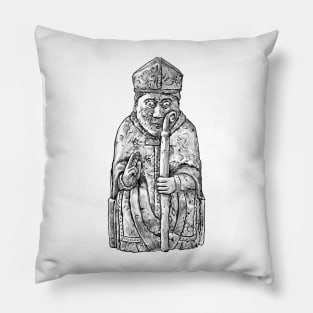 Sacred Moves: The Lewis Chessmen Bishop Design Pillow