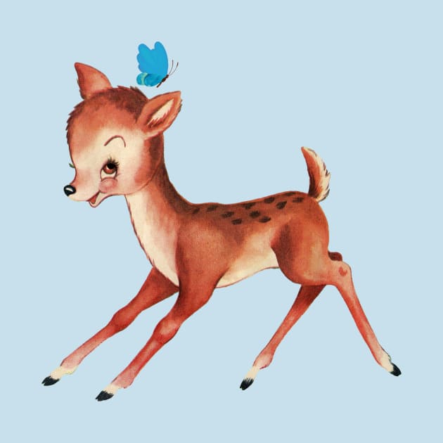 Playful baby deer and butterfly by LittleBean