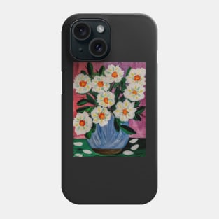 A lovely boutique of abstract flowers in a blue vase . Phone Case