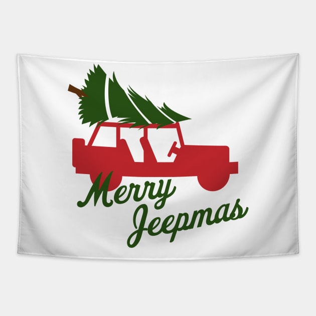 Merry Jeepmas! Red Green Tapestry by Fresh Fly Threads