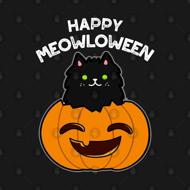 Meowloween Cute Halloween Cat Pumpkin Pun by punnybone