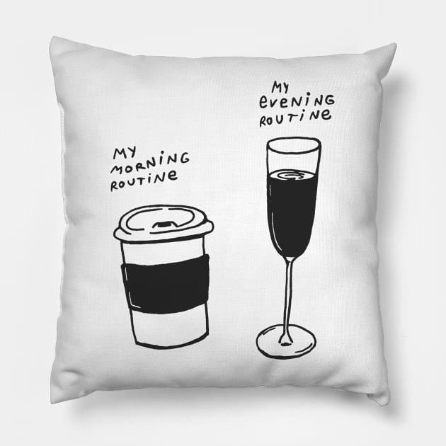 Morning Coffee And Evening Wine Pillow by gnomeapple