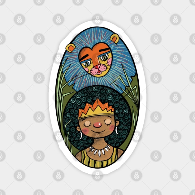 Leo Zodiac Strength: Fearless Jungle Encounter Magnet by Illustory