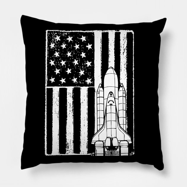 Astronaut vintage American flag Spacecraft Pillow by JustBeSatisfied