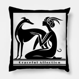 Greyhound And Woman Art Deco Pillow