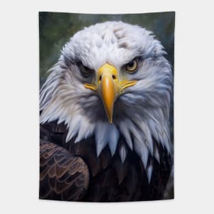 Majestic Gaze: A Hyperrealistic Oil Painting of a Bald Eagle Tapestry