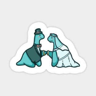 Cute dinosaur wedding, love, married dino Magnet