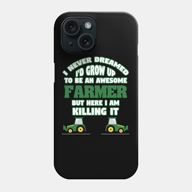 Farmer - I Never Dreamed I'd Grow Up To Be An Awesome Farmer Phone Case by Kudostees