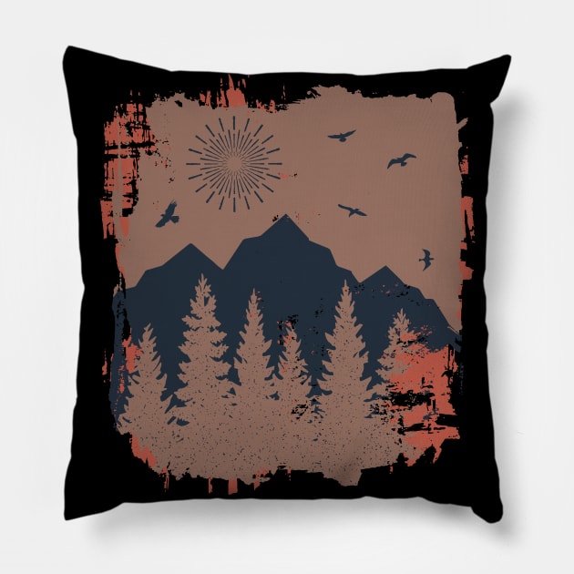 Secret vintage mountains Pillow by PallKris