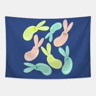 Jelly Bean Bunny with Blue Background Tapestry