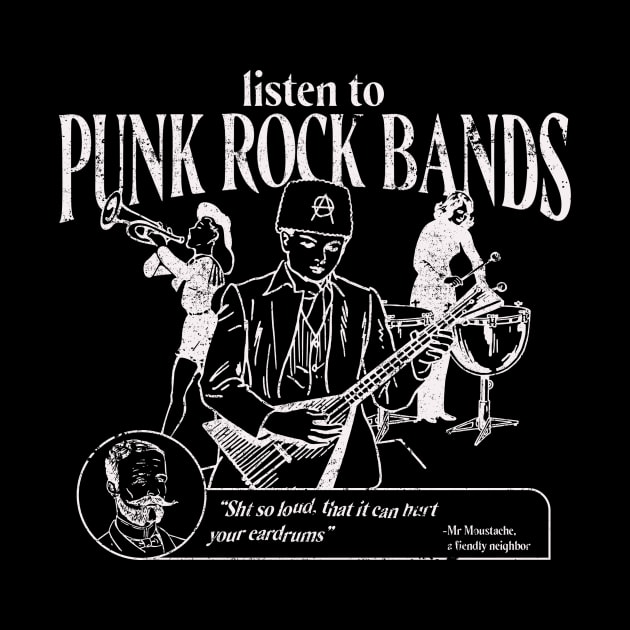 Listen to Punk Rock Bands // Funny Vintage Soviet Style Punk Rock Graphic by SLAG_Creative