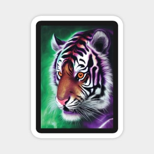 Psychedelic Tiger | Colorful Tiger Art | Astral Tiger Painting | Beautiful Multicolored Tiger Magnet