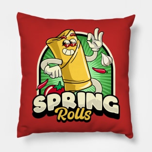 Funny Spring Roll Food Cartoon Pillow