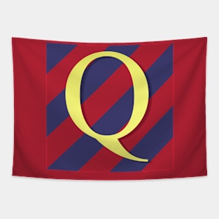 Old Glory Letter Q Gold and Red and Blue Stripes Tapestry