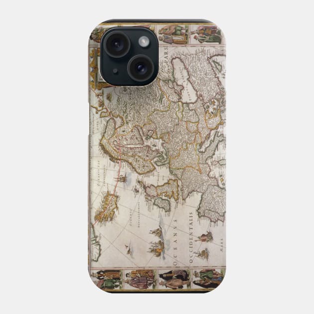 Antique Map of Europe by Willem Jansz Blaeu, c1617 Phone Case by MasterpieceCafe