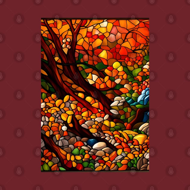 Stained Glass Autumn Foliage by Chance Two Designs