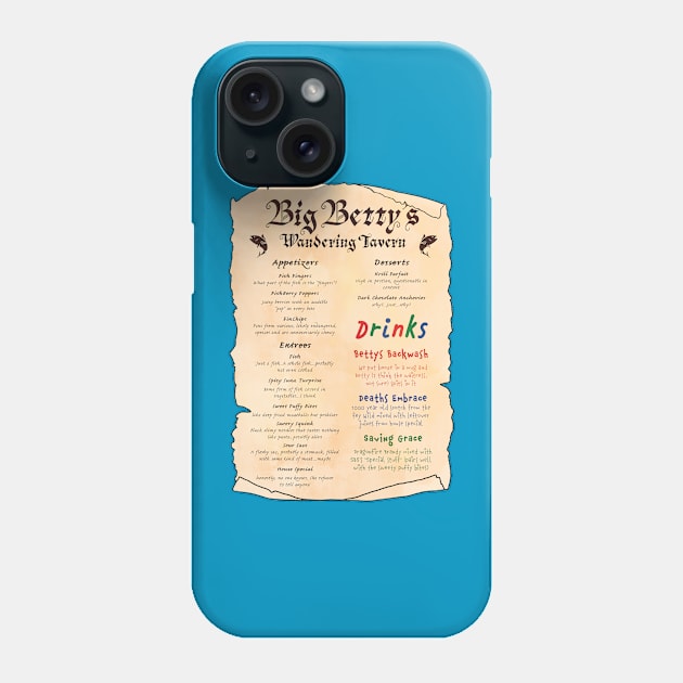 Big Betty's Menu Phone Case by AoD