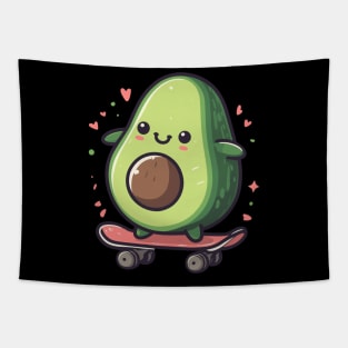 Cool funny avocado skateboarding Tapestry