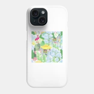 Powder blue horses chinoiserie Phone Case