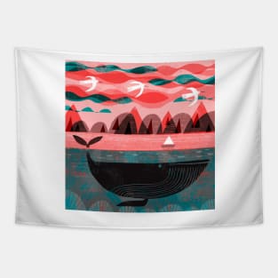 Pink Sky Whale Tapestry