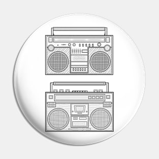 Line Art Classic Boombox Pin