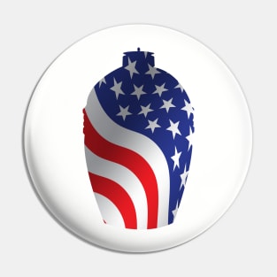 Big Green Egg design with American Flag Overlay Pin