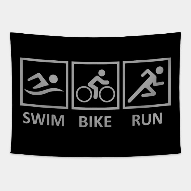 'Swim Bike Run' Awesome Bike Gift Tapestry by ourwackyhome