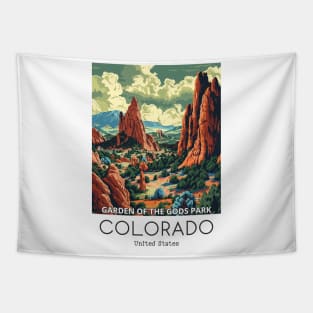 A Vintage Travel Illustration of the Garden of the Gods Park - Colorado - US Tapestry