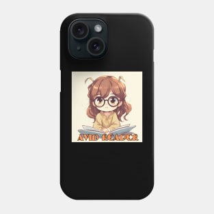 Avid Reader Kawaii Girl, Bookworm Phone Case