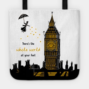 Mary Poppins Whole World at your Feet Linocut Tote