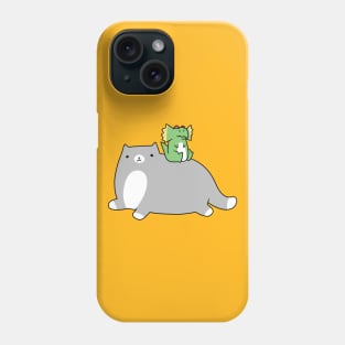 Blue Cat and Green Dilophosaurus Phone Case