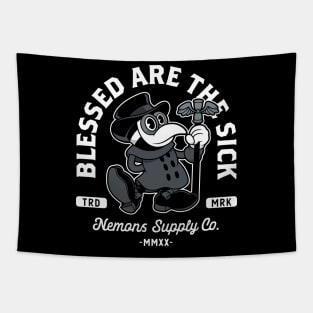 Vintage Cartoon Plague Doctor - Blessed Are The Sick - Occult - Goth Metal Tapestry