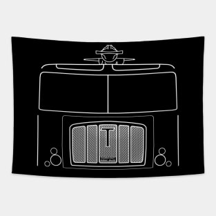 Thornycroft Nubian Major classic 1960s airfield crash tender white outline graphic Tapestry