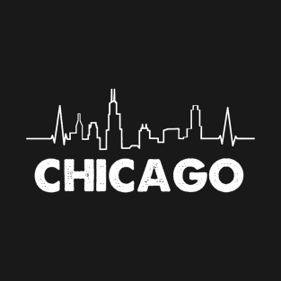 Chicago Illinois City Heartbeat Skyline T-Shirt