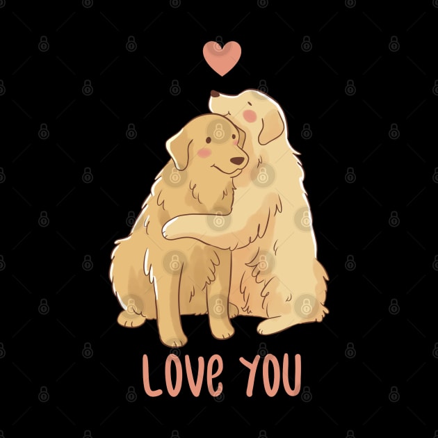 Cute Golden retriever hug by Yarafantasyart