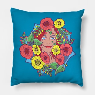 Emblematic Flower Woman Pillow