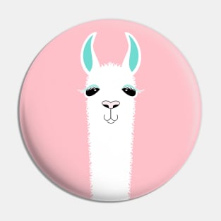 ALPACA LLAMA PORTRAIT ON EGGSHELL PINK Pin