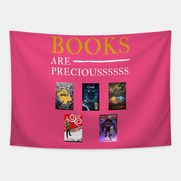 Books Are Precious: Featuring 4 of RJ's Books Tapestry by RJ Tolson's Merch Store