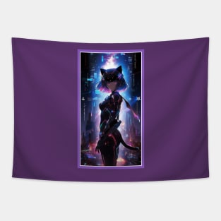 Anime Cute Cat Girl | Quality Anime Girl Artwork | Sci-Fi Manga Girl Anime Art Tapestry