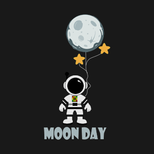 Moon day Astronaut Cartoon(Black) T-Shirt