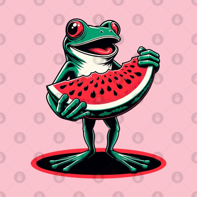 Frog carrying watermelon slice by Art_Boys