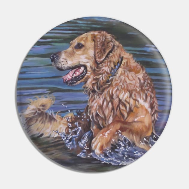 Golden Retriever Fine Art Painting Pin by LASHEPARD